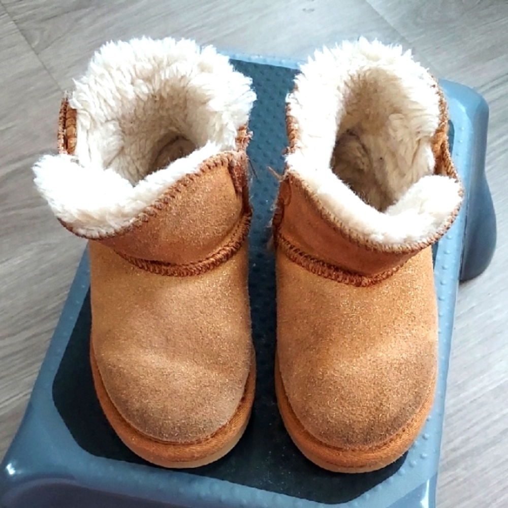 Ugg Cozy Tan Suede Boots with Faux Fur Lining